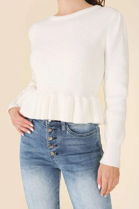 Peplum Ruffled Fancy Sweater Top