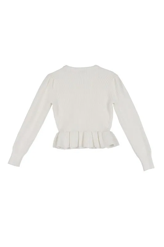Peplum Ruffled Fancy Sweater Top