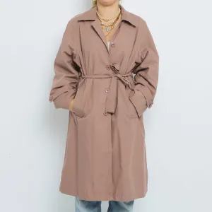 Pink Belted Long Trench Coat - UK 6