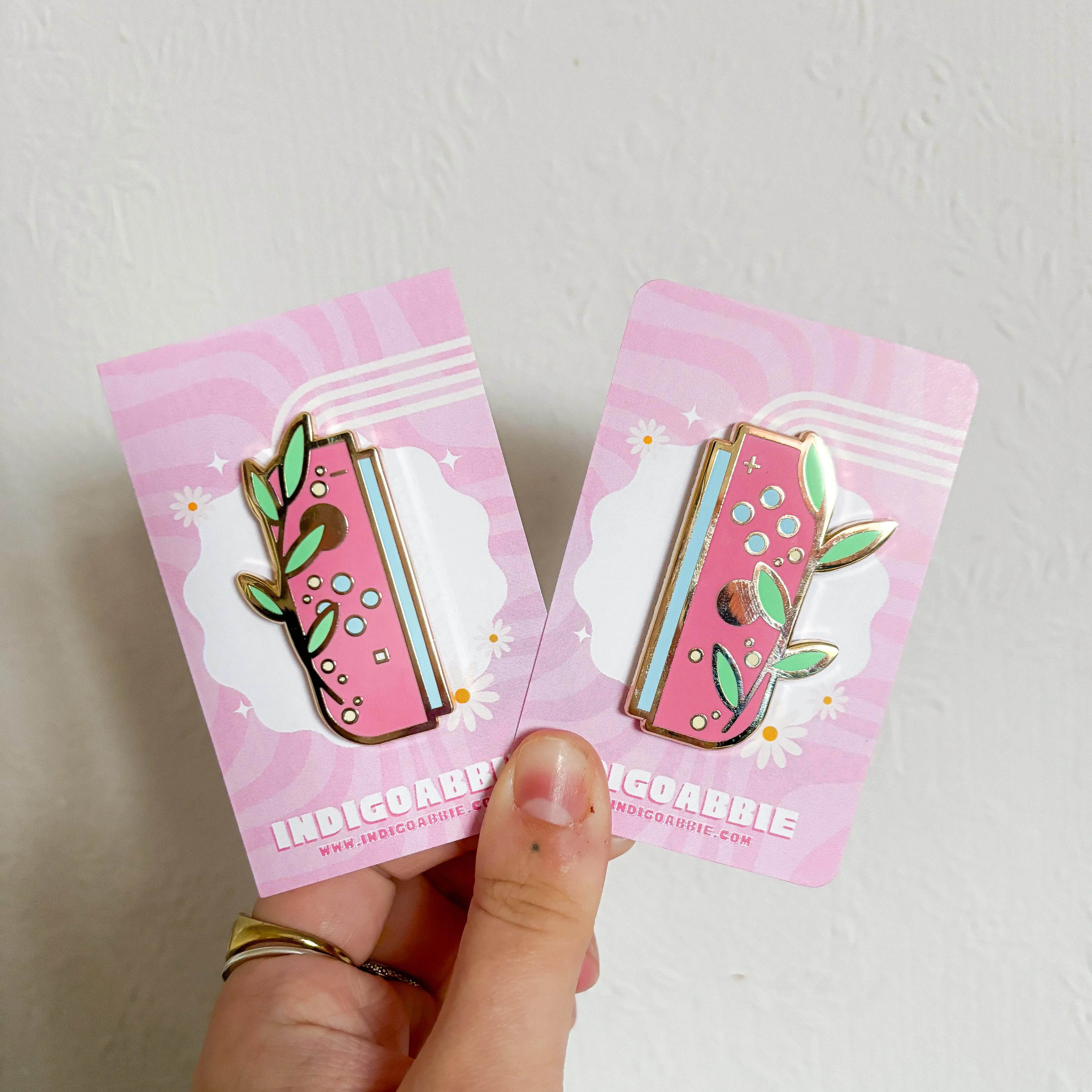 Pink Floral JoyCon Enamel Pin | Nintendo Switch Enamel Pin Floral Joycon Pin