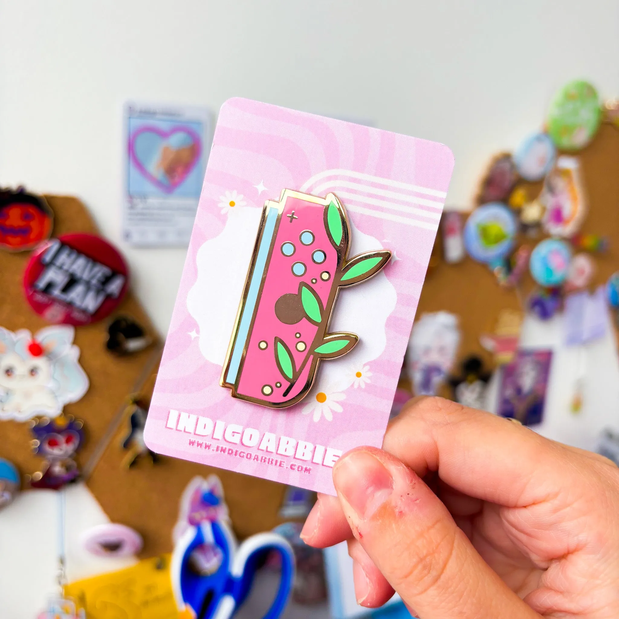 Pink Floral JoyCon Enamel Pin | Nintendo Switch Enamel Pin Floral Joycon Pin