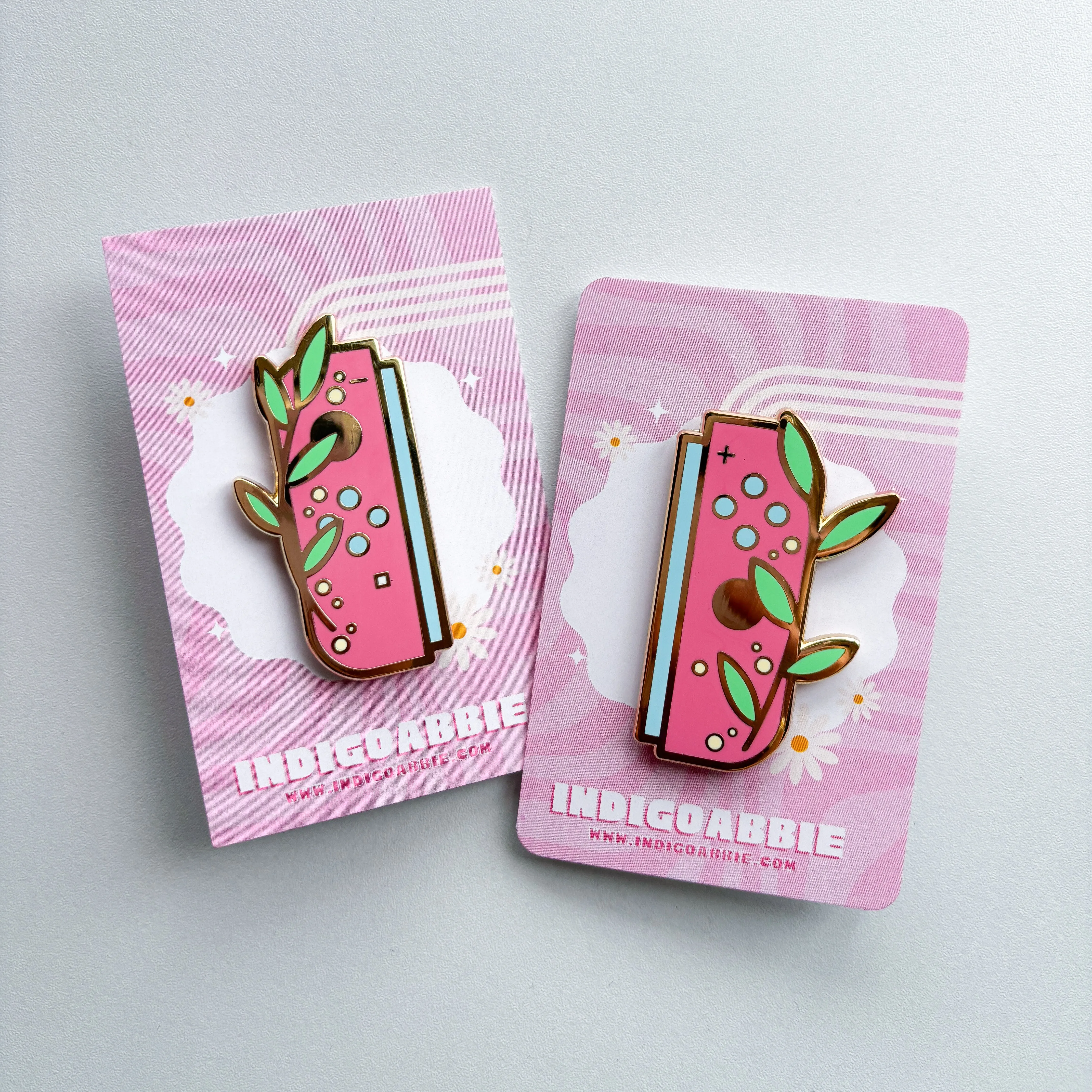 Pink Floral JoyCon Enamel Pin | Nintendo Switch Enamel Pin Floral Joycon Pin