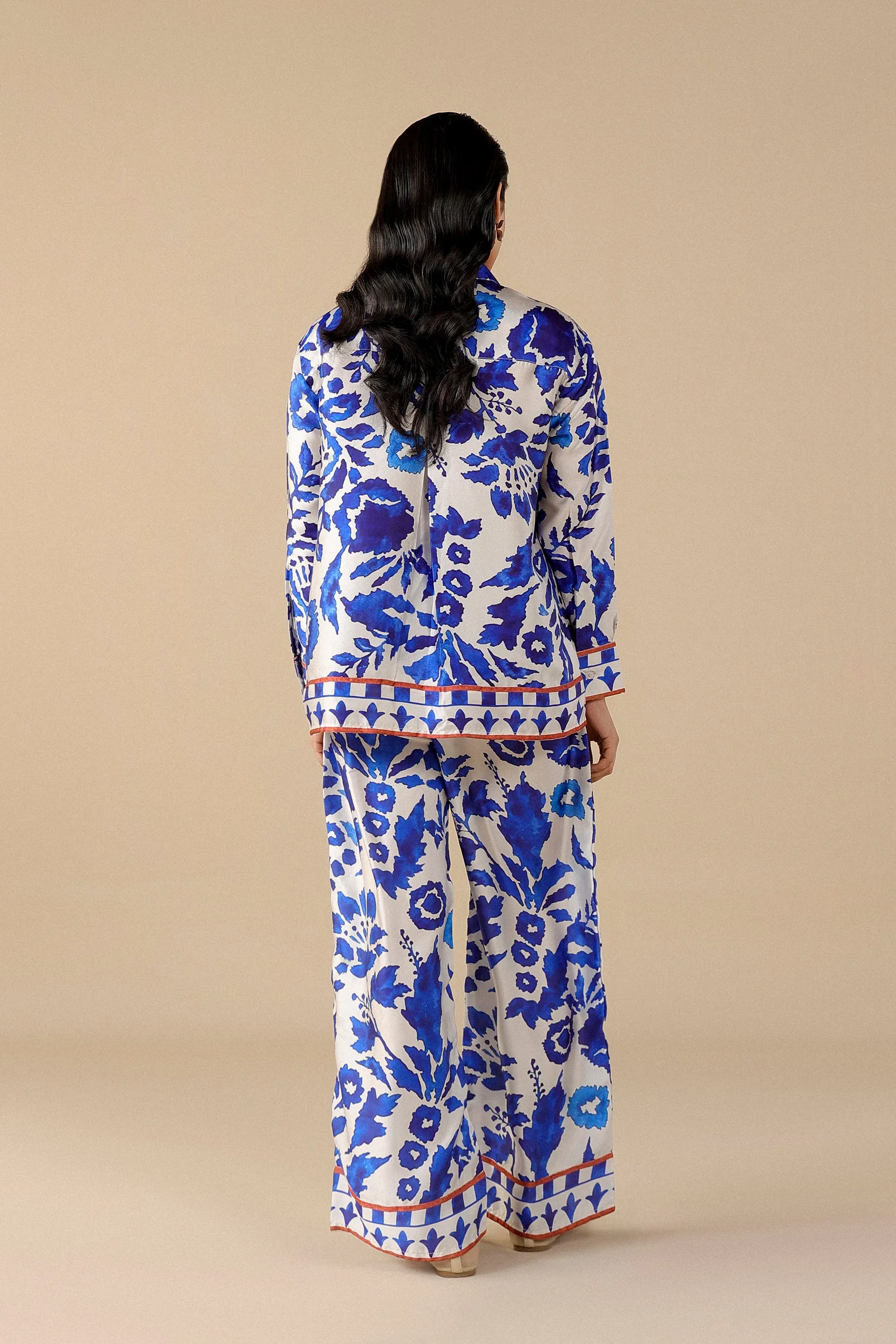 Printed Silk Flared Trousers