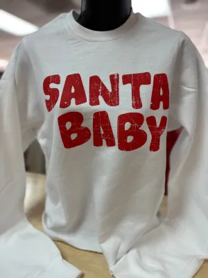 "Santa Baby" White Sweatshirt Jacket