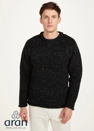 Raheen Tweed Roll Neck Mens Sweater | Black