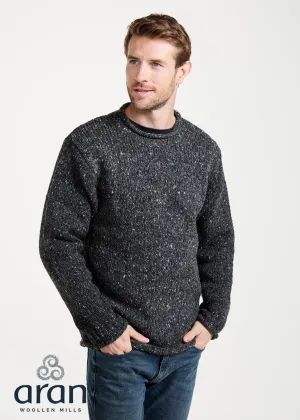 Raheen Tweed Roll Neck Mens Sweater | Charcoal