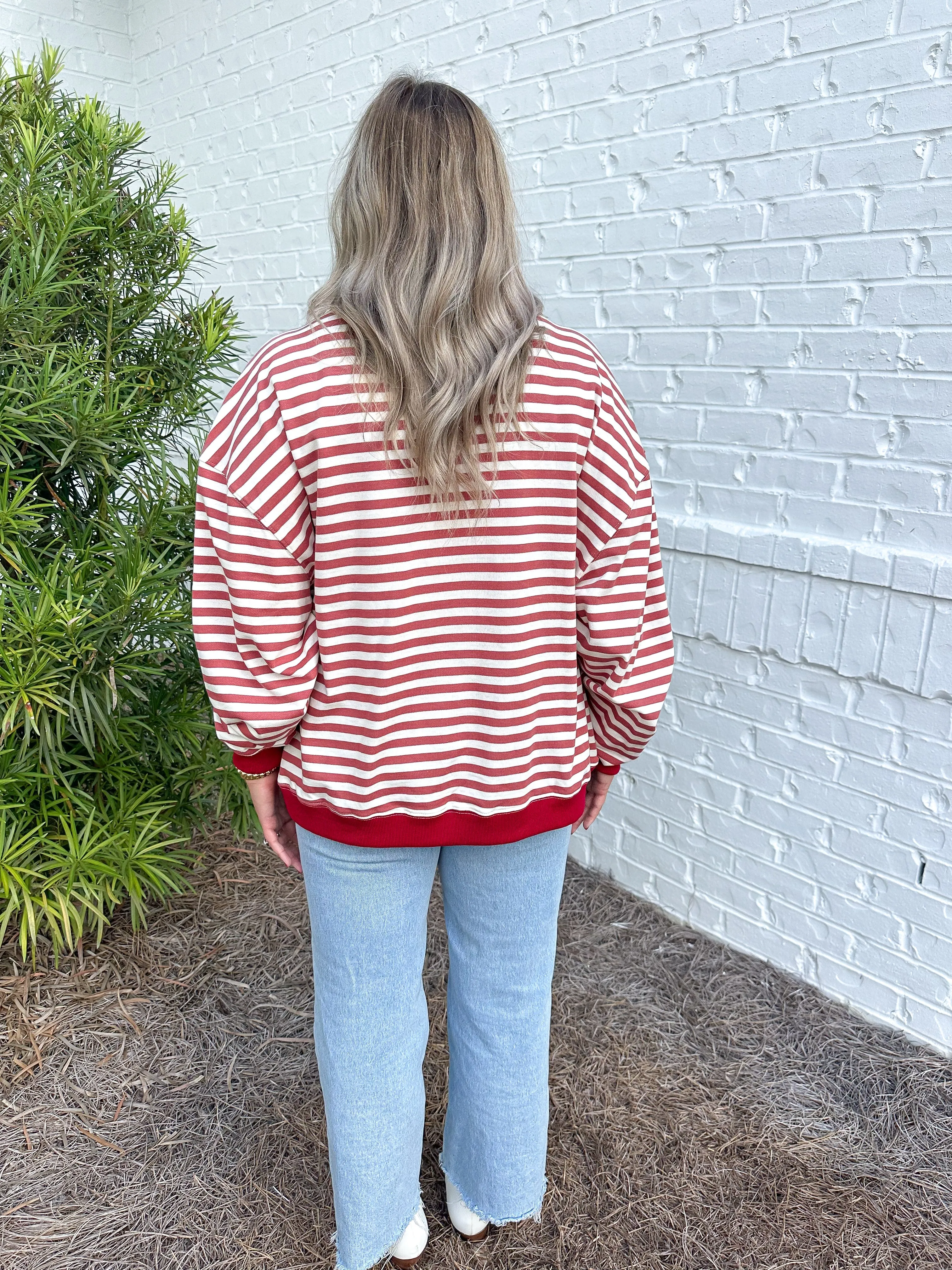 Red Oversized Striped Top