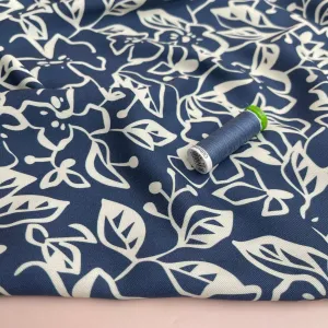 REMNANT 2.86 Metres - Light & Lush - Monochrome Flowers Viscose Twill Fabric