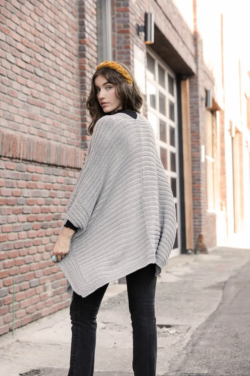 Ridged Texture Knit Ruana – Warm & Elegant Wrap