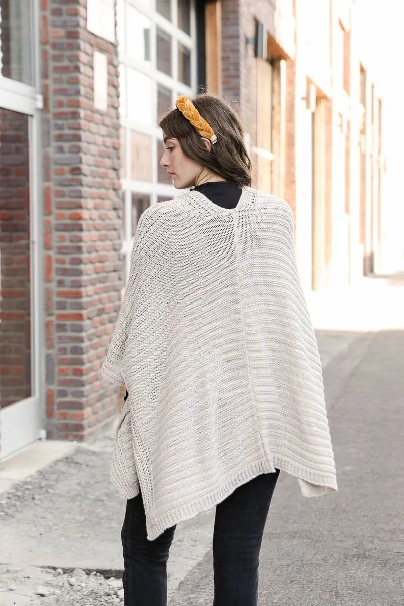 Ridged Texture Knit Ruana – Warm & Elegant Wrap