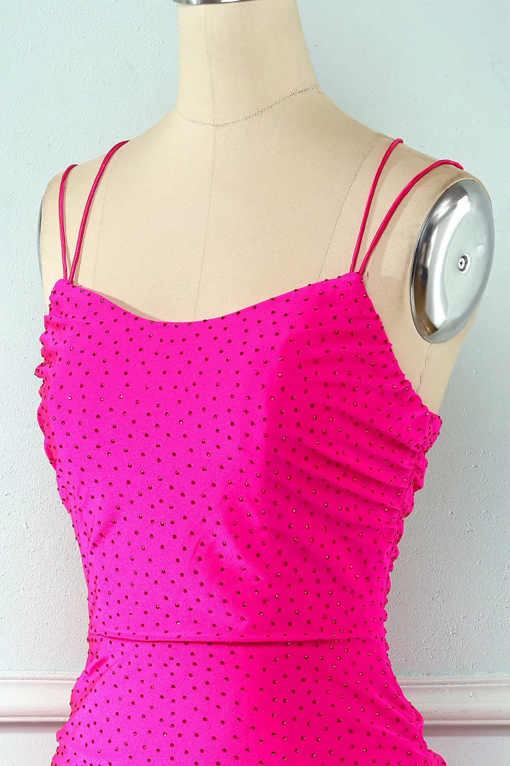 Rose Pink Lace-Up Tight Homecoming Dress