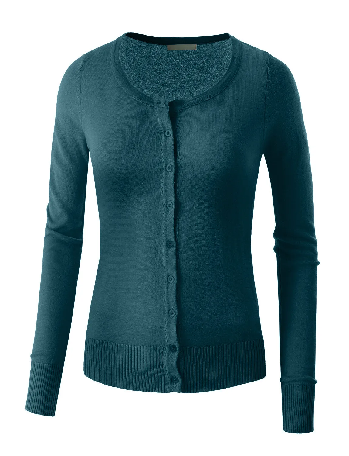 Round Neck Fine Knit Cardigan