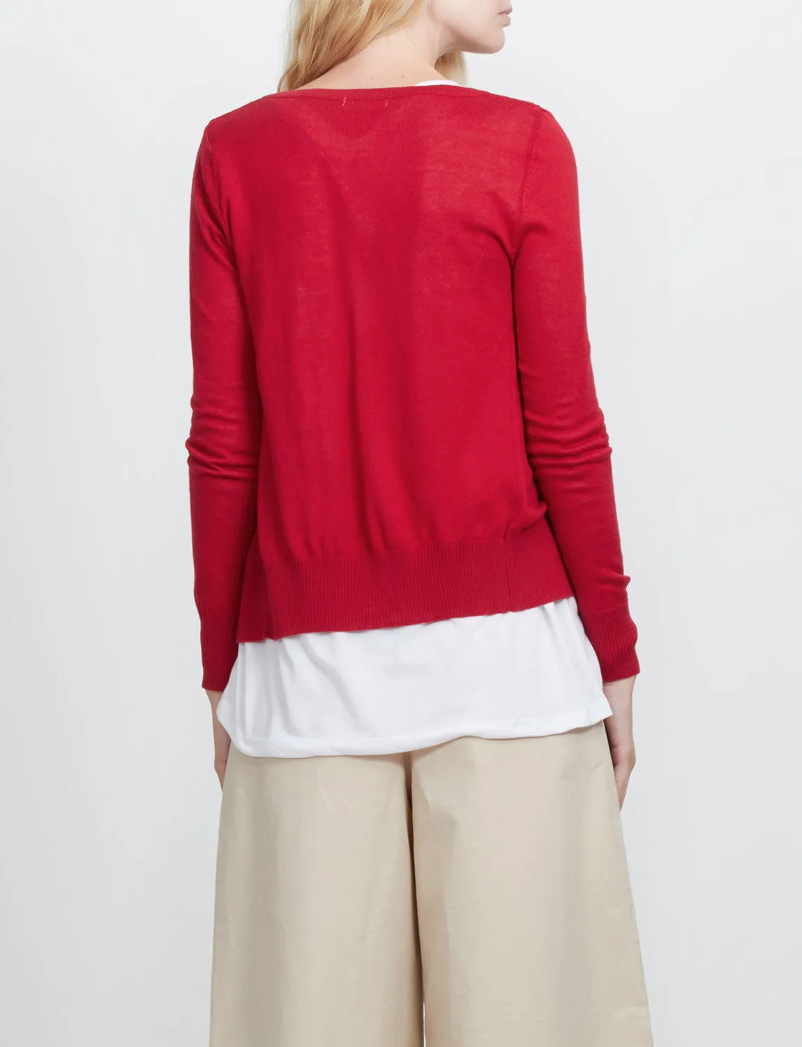 Round Neck Fine Knit Cardigan