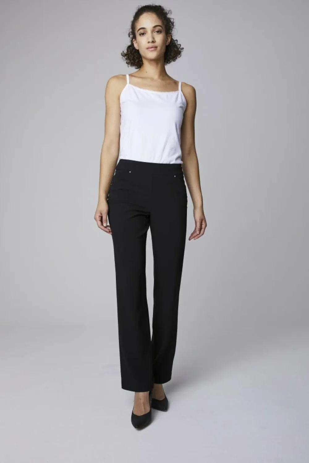 Roz & Ali Secret Agent Pull On Tummy Control Pants Cateye Pockets with Rivets