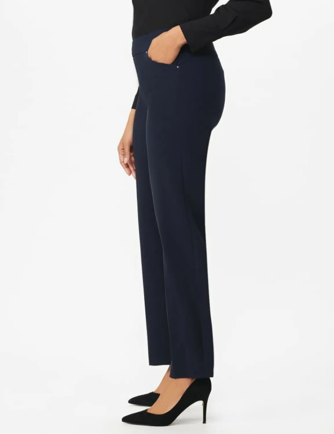 Roz & Ali Secret Agent Pull On Tummy Control Pants Cateye Pockets with Rivets
