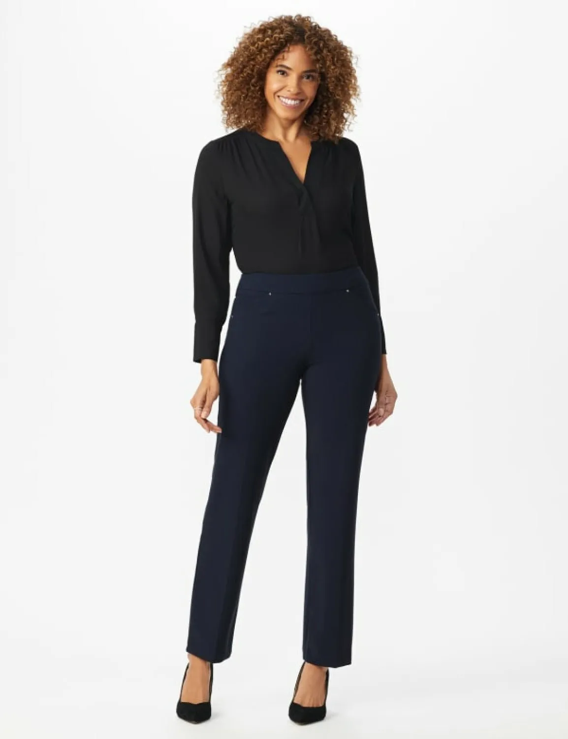 Roz & Ali Secret Agent Pull On Tummy Control Pants Cateye Pockets with Rivets