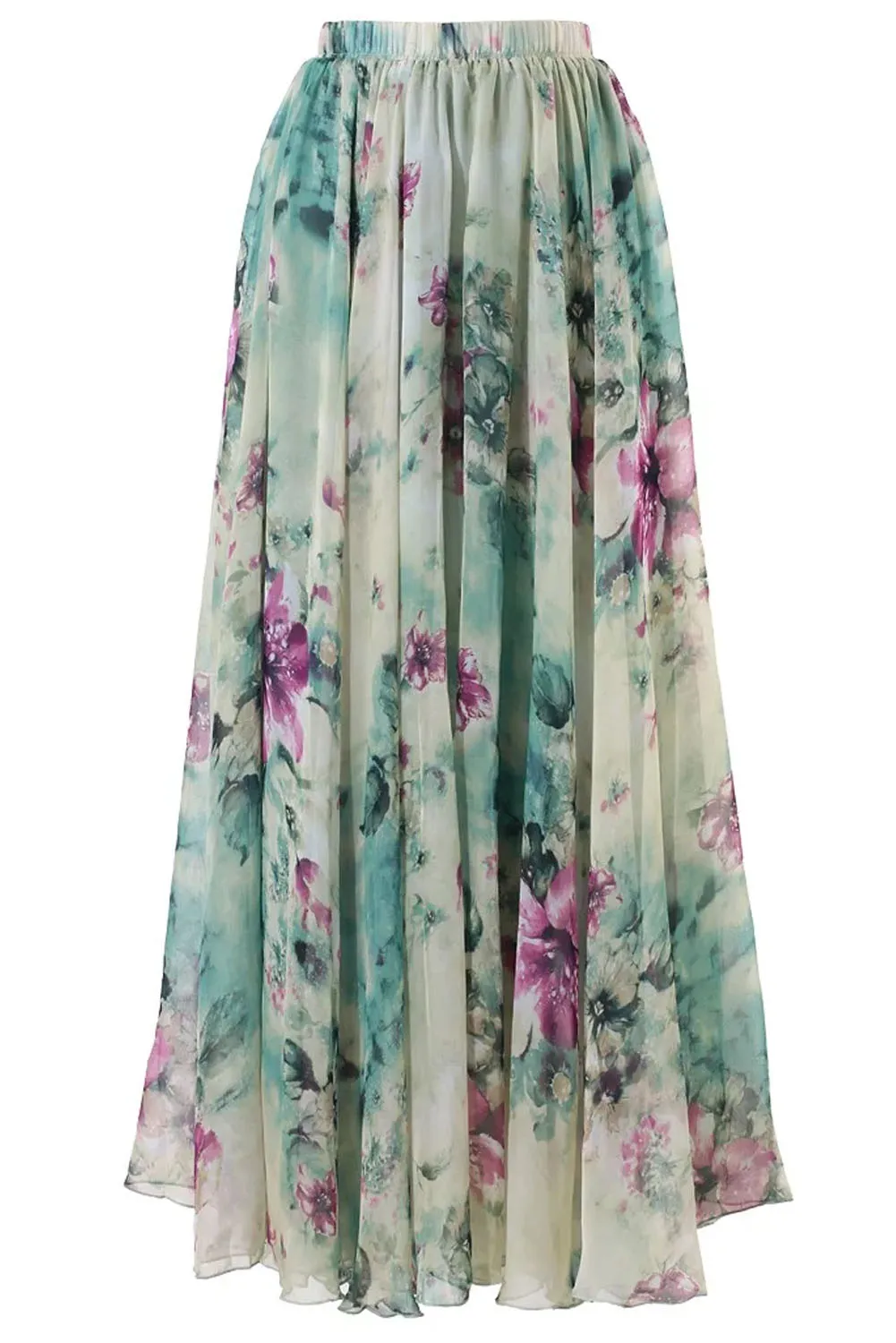 Sexy Elegant Floral Chiffon Maxi Skirt