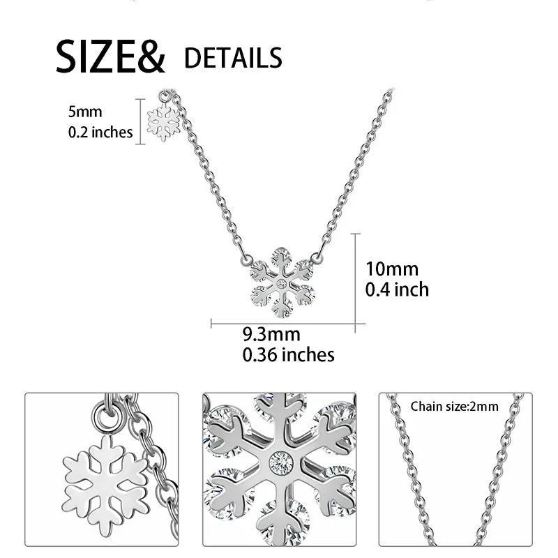 Snowflake Necklace for Women Girls Christmas Gift Jewelry Stainless Steel