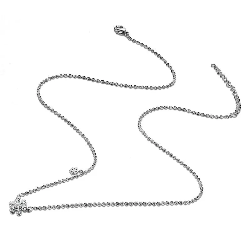 Snowflake Necklace for Women Girls Christmas Gift Jewelry Stainless Steel