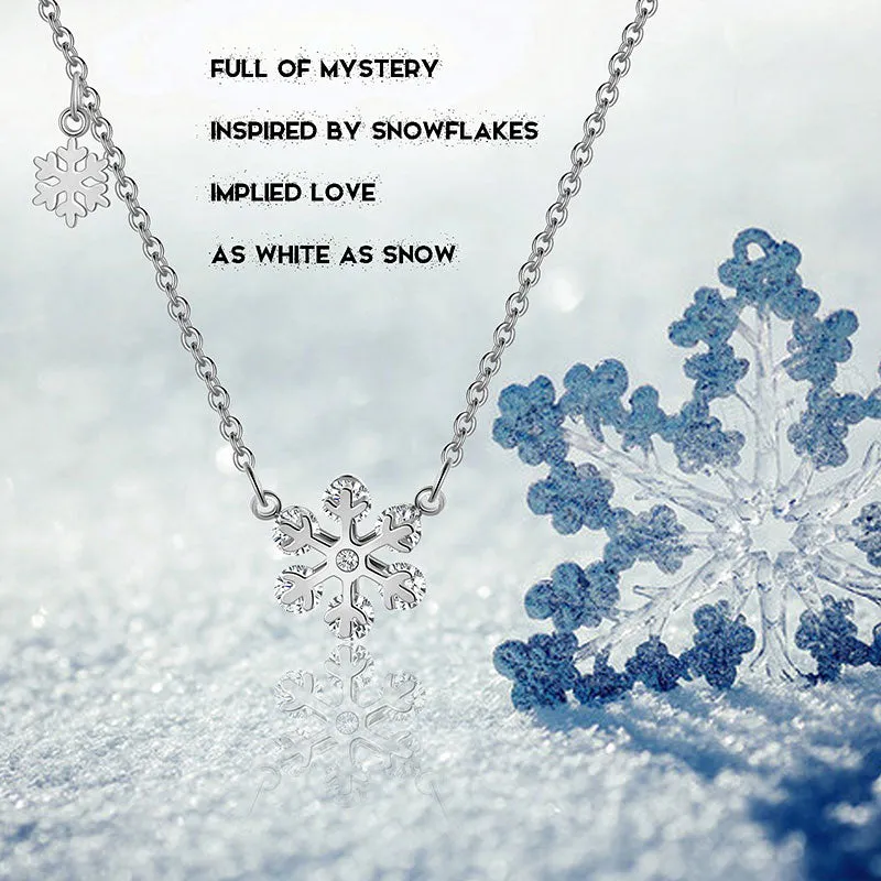 Snowflake Necklace for Women Girls Christmas Gift Jewelry Stainless Steel
