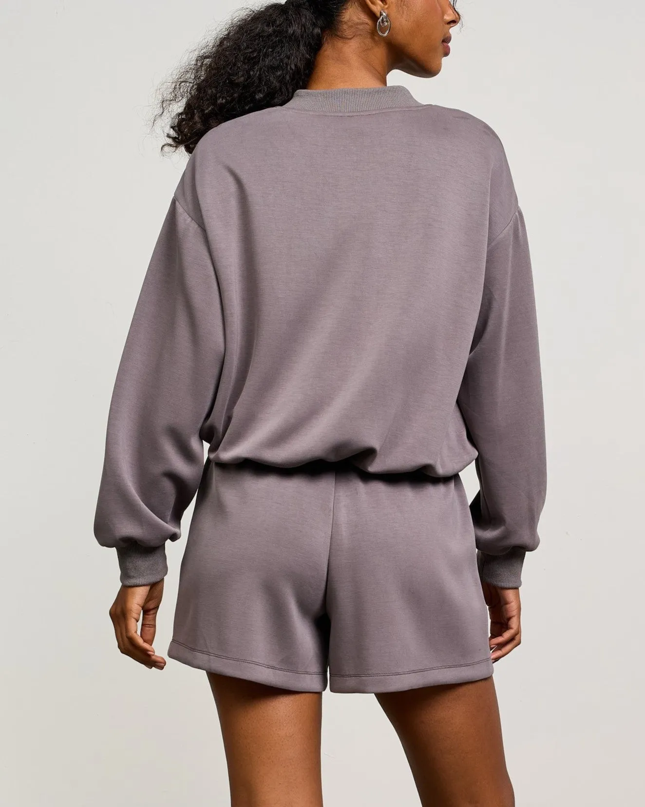 Soft Modal Bomber Jacket - Charcoal