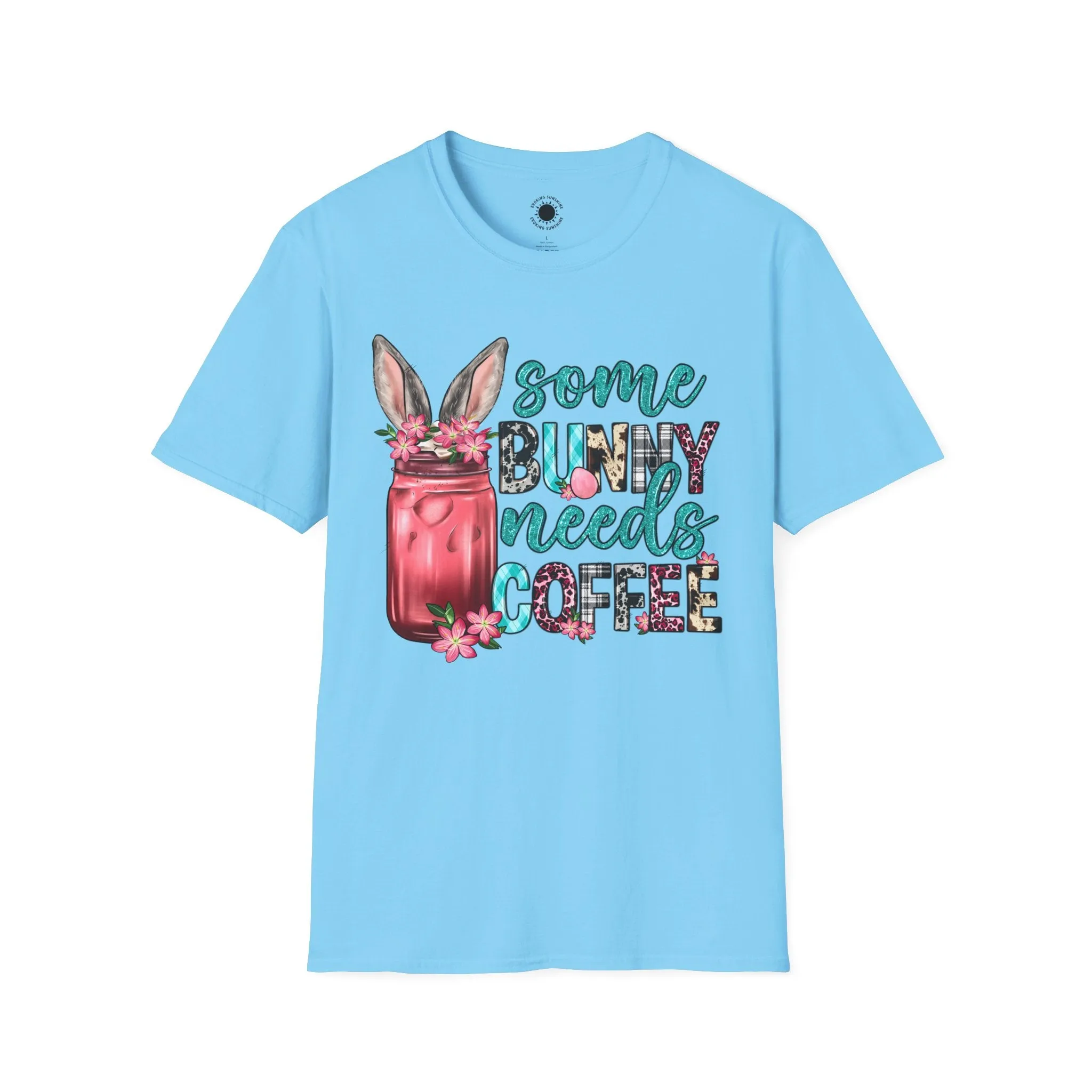 Some Bunny Needs Coffee Unisex Softstyle T-Shirt - Cute Spring Design for Coffee Lovers