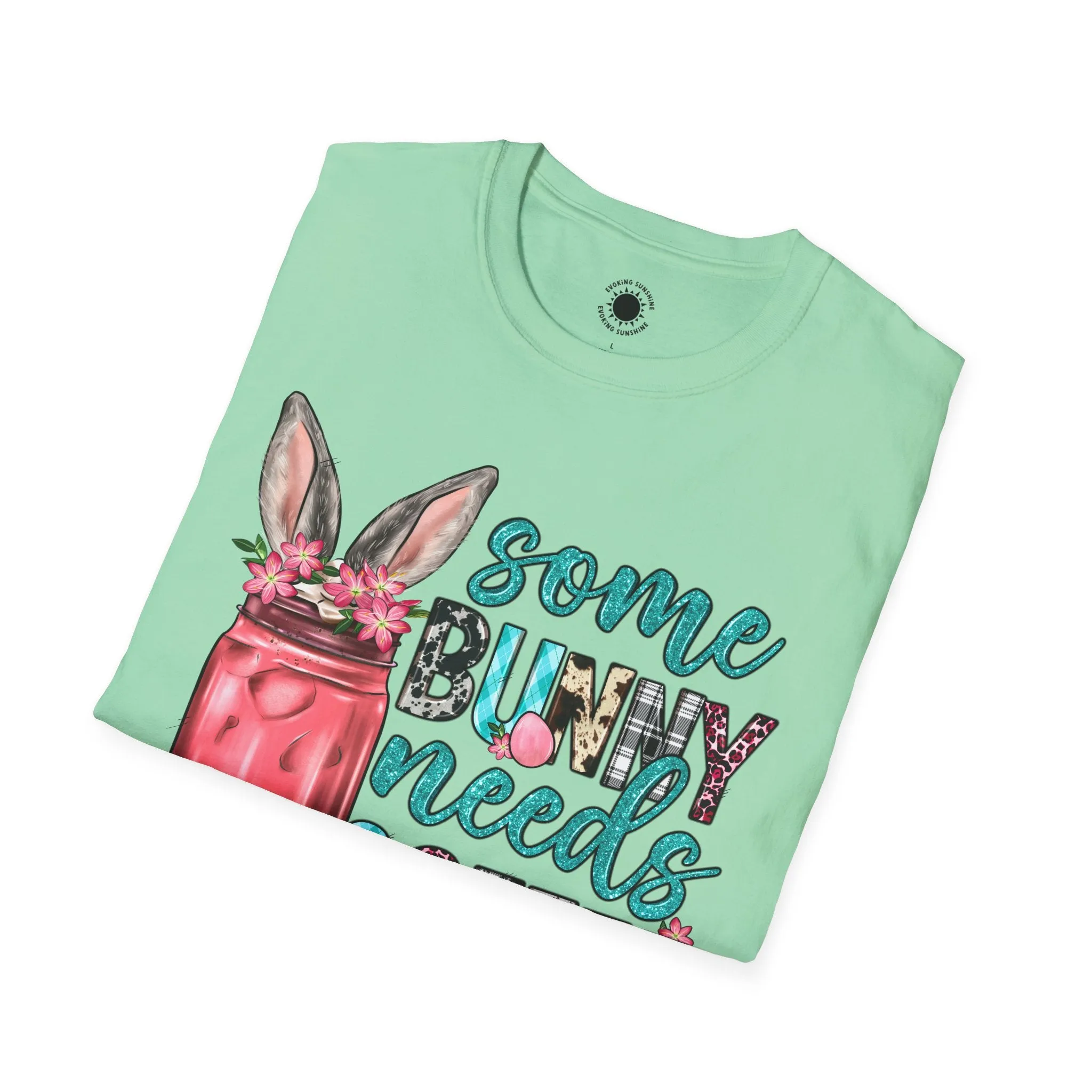 Some Bunny Needs Coffee Unisex Softstyle T-Shirt - Cute Spring Design for Coffee Lovers