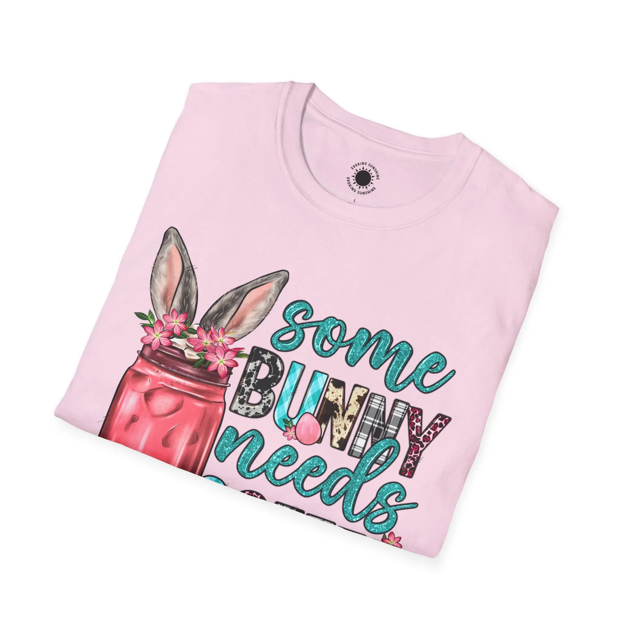 Some Bunny Needs Coffee Unisex Softstyle T-Shirt - Cute Spring Design for Coffee Lovers