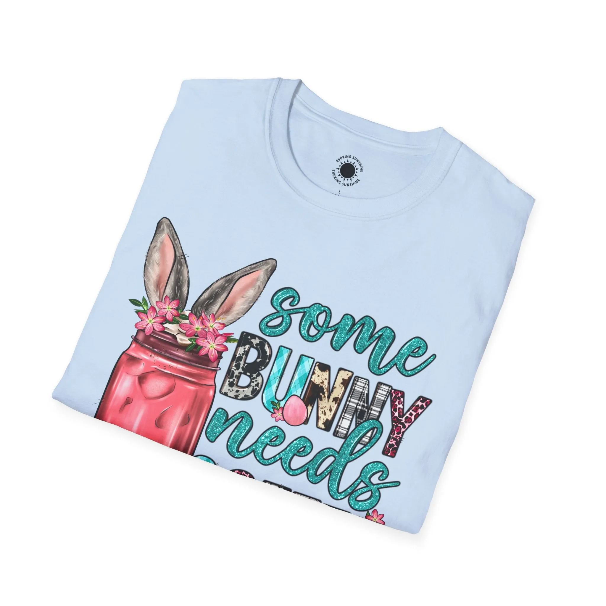 Some Bunny Needs Coffee Unisex Softstyle T-Shirt - Cute Spring Design for Coffee Lovers
