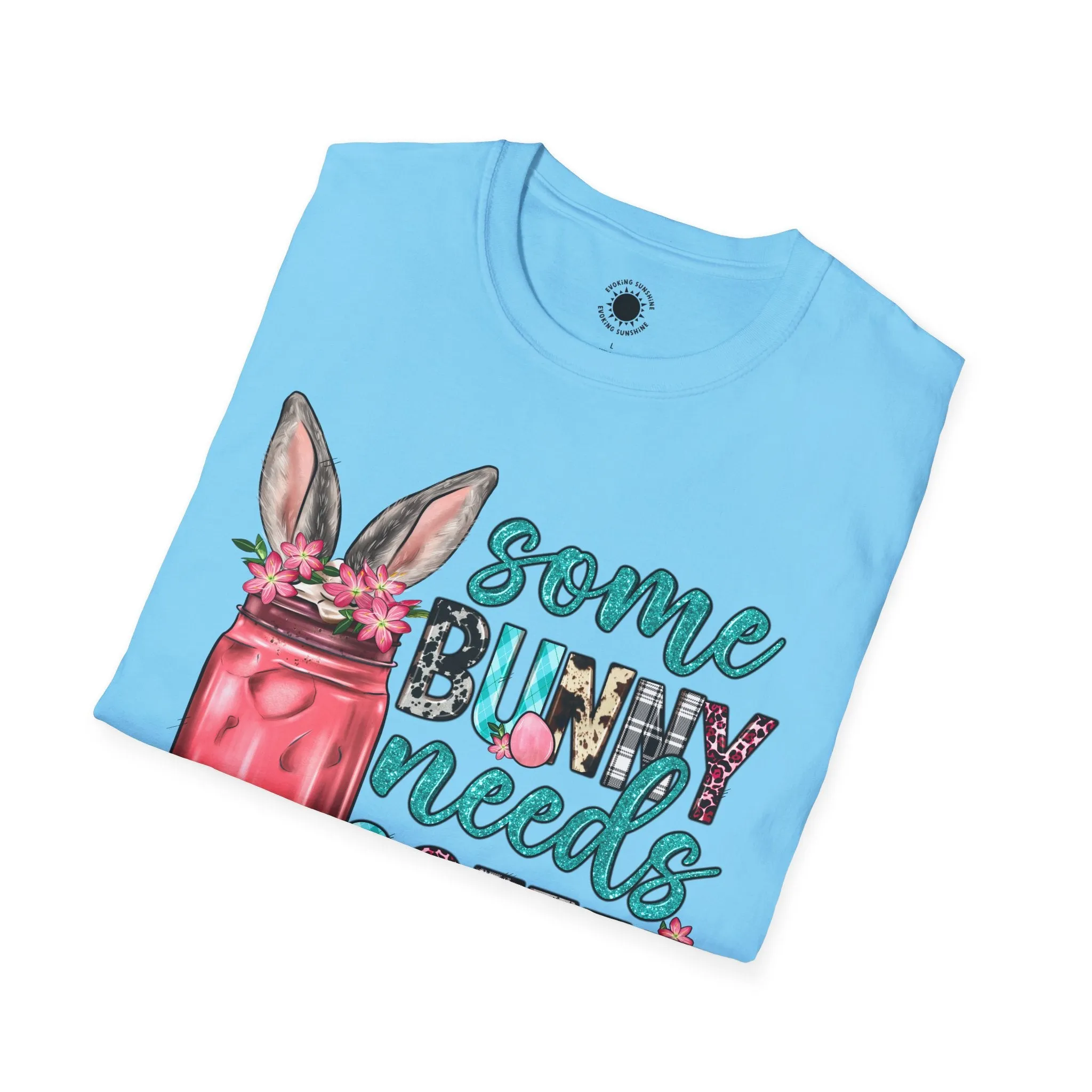 Some Bunny Needs Coffee Unisex Softstyle T-Shirt - Cute Spring Design for Coffee Lovers