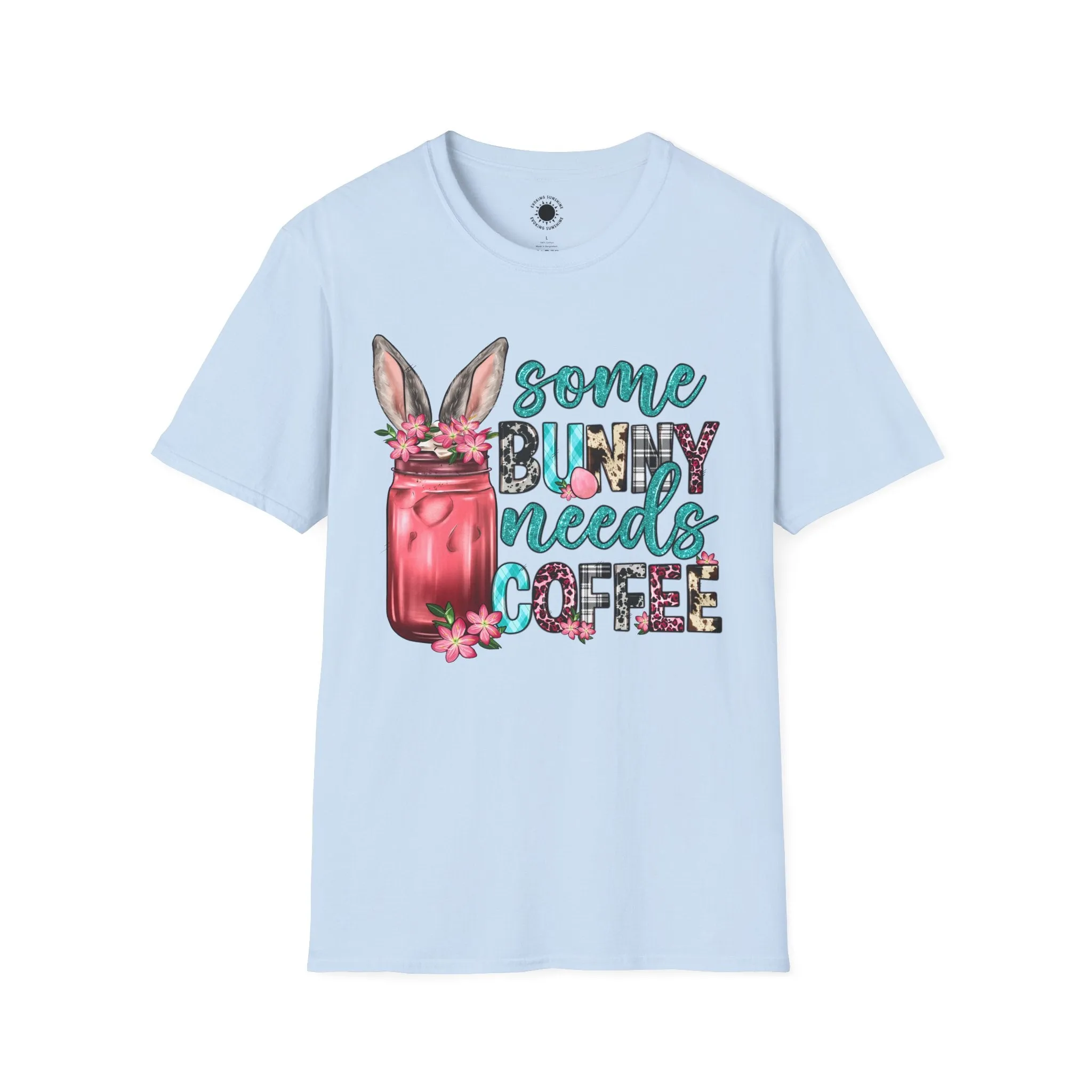 Some Bunny Needs Coffee Unisex Softstyle T-Shirt - Cute Spring Design for Coffee Lovers