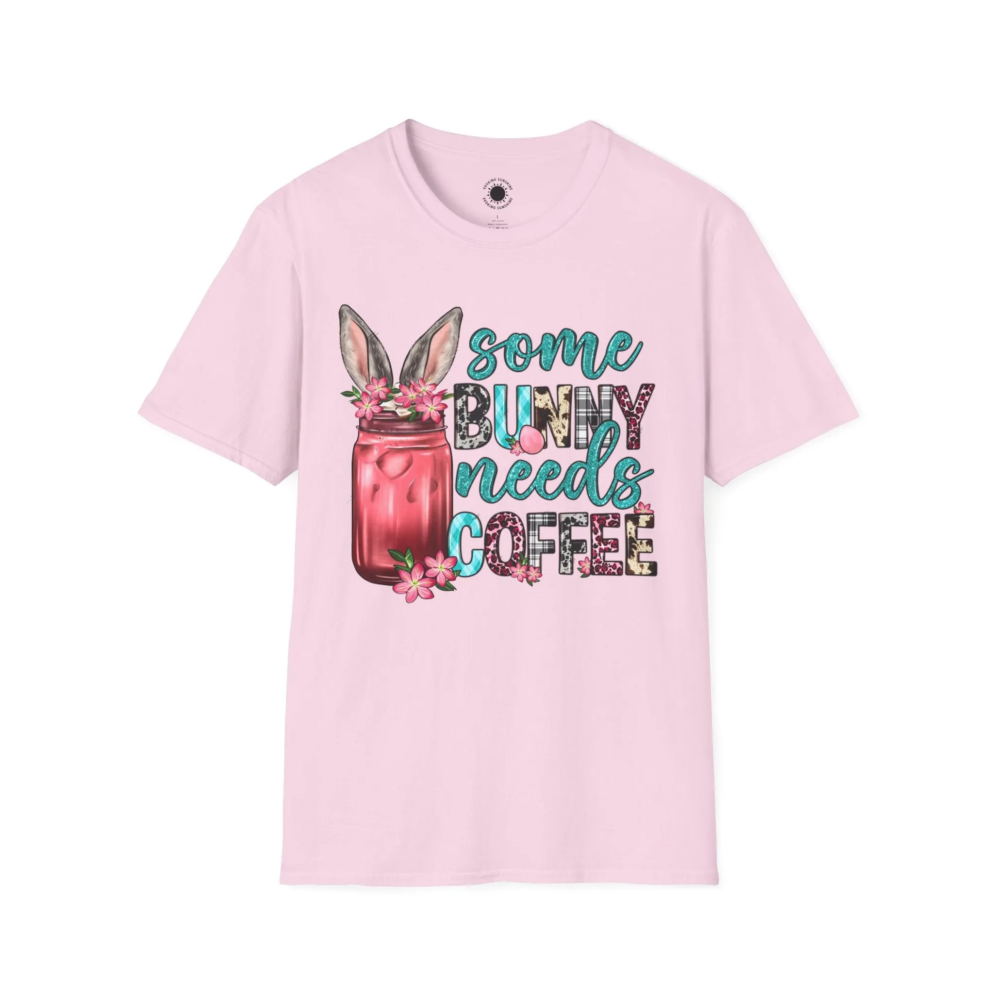 Some Bunny Needs Coffee Unisex Softstyle T-Shirt - Cute Spring Design for Coffee Lovers