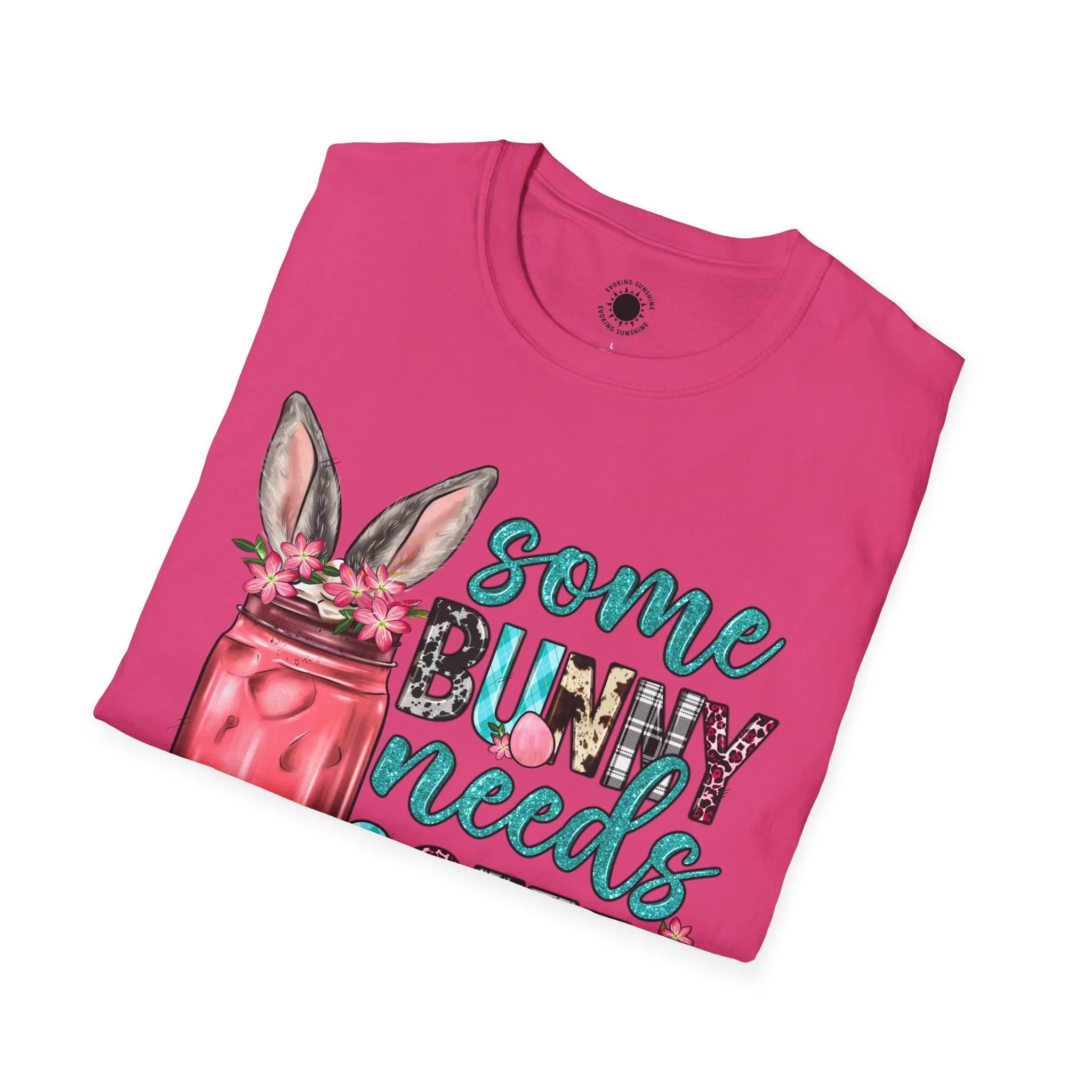 Some Bunny Needs Coffee Unisex Softstyle T-Shirt - Cute Spring Design for Coffee Lovers
