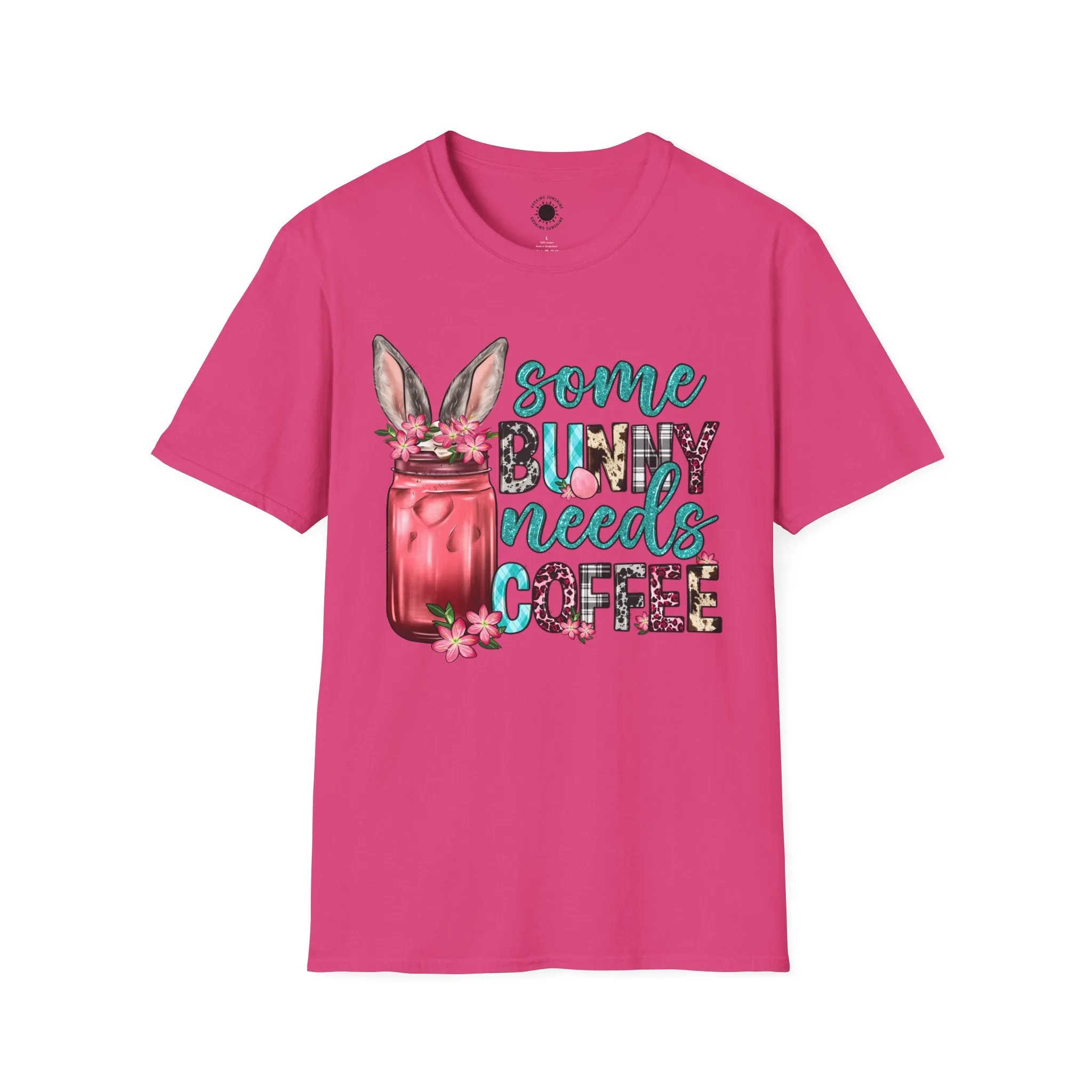 Some Bunny Needs Coffee Unisex Softstyle T-Shirt - Cute Spring Design for Coffee Lovers