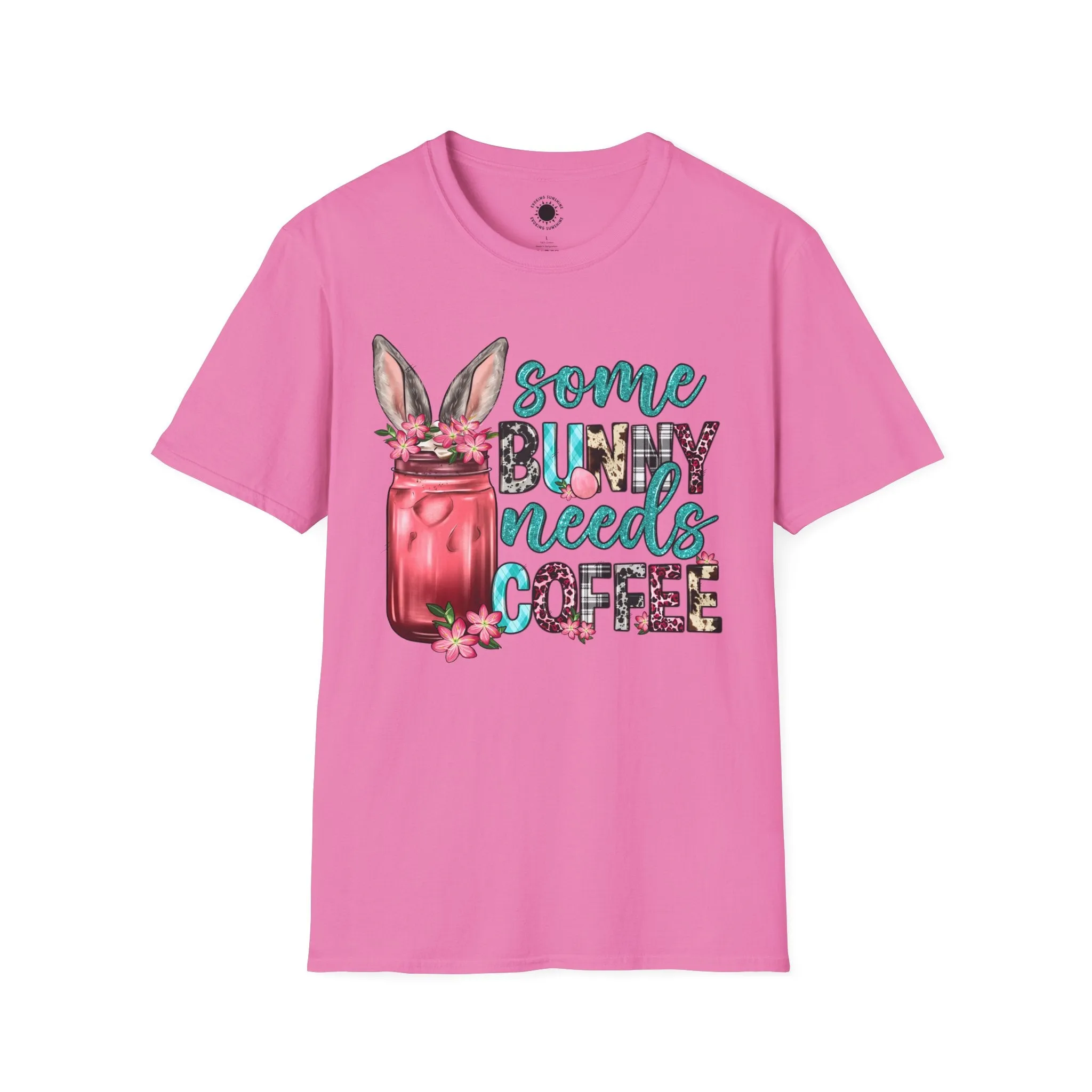 Some Bunny Needs Coffee Unisex Softstyle T-Shirt - Cute Spring Design for Coffee Lovers