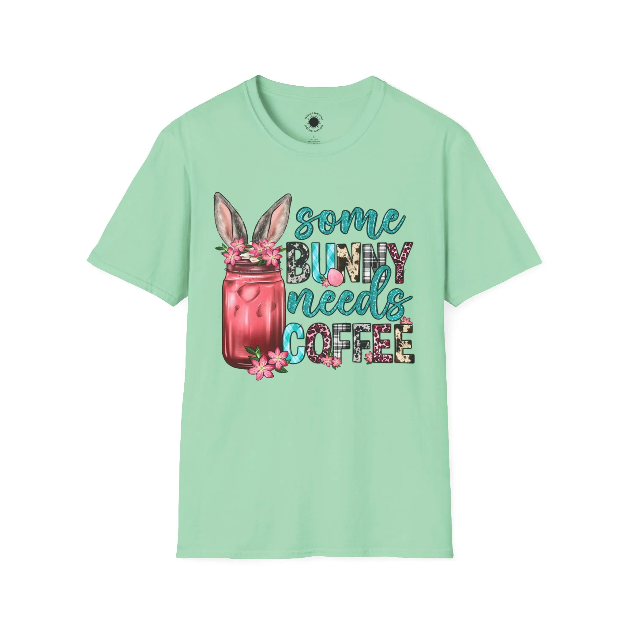 Some Bunny Needs Coffee Unisex Softstyle T-Shirt - Cute Spring Design for Coffee Lovers