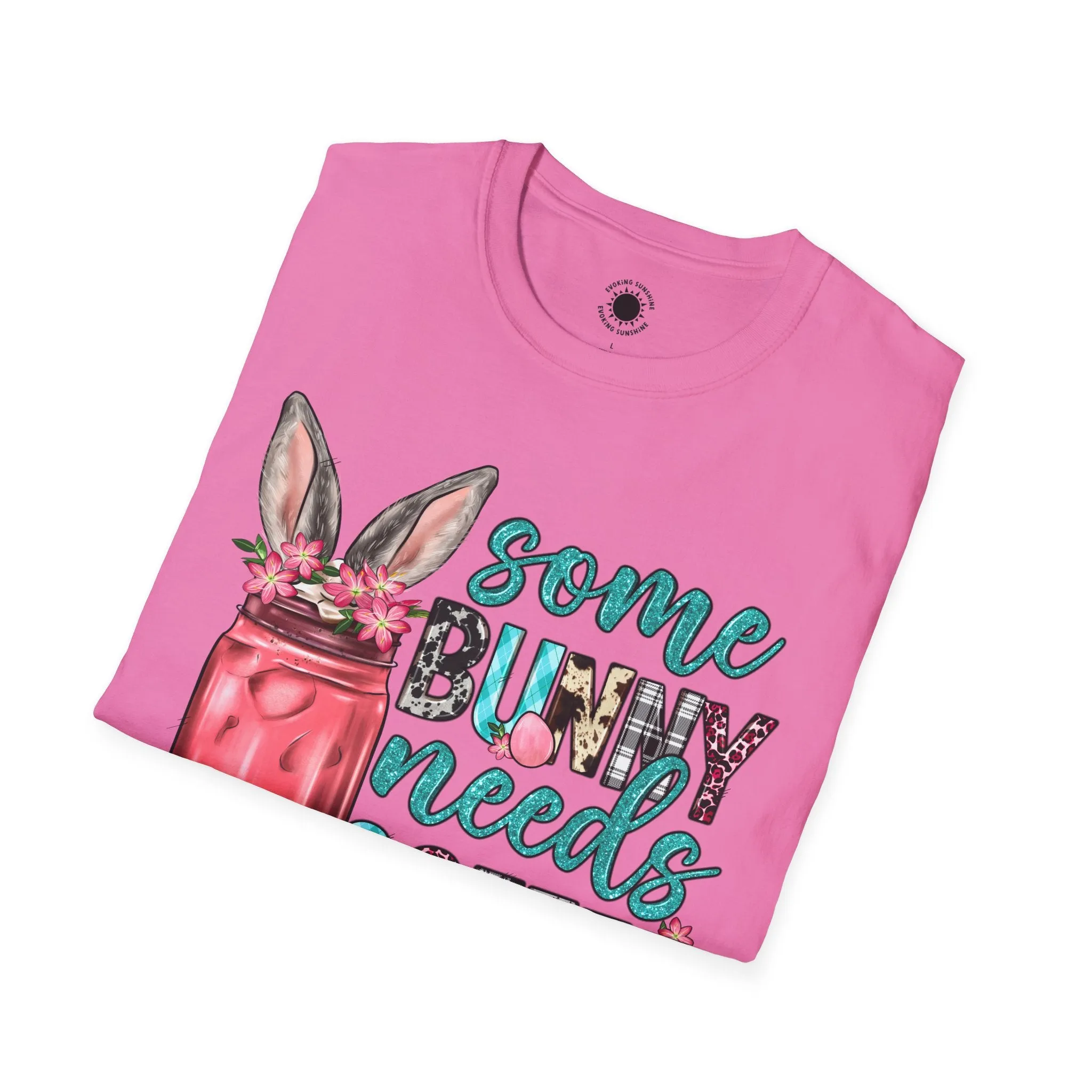Some Bunny Needs Coffee Unisex Softstyle T-Shirt - Cute Spring Design for Coffee Lovers