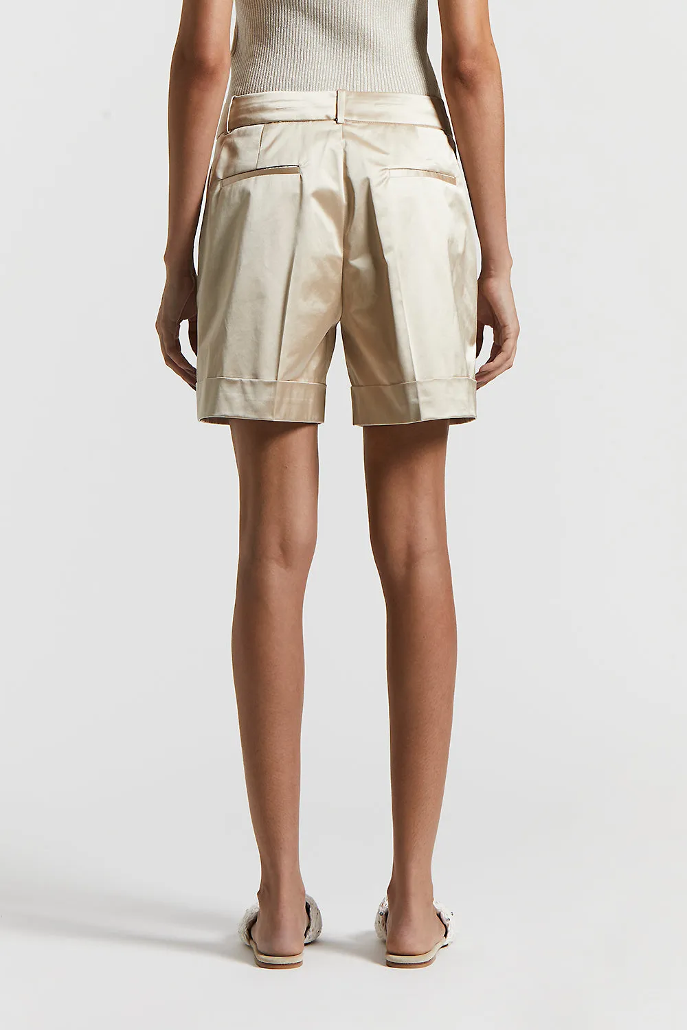 Stretch cotton satin shorts