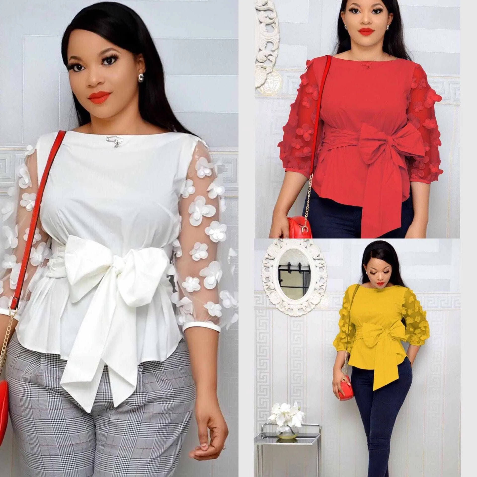 summer fashion short sleeve Bow Plus Size Tops For women