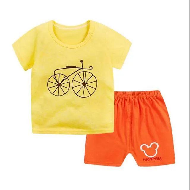 Summer Kid Baby Boys Tops T Shirt Animal Shorts Clothes
