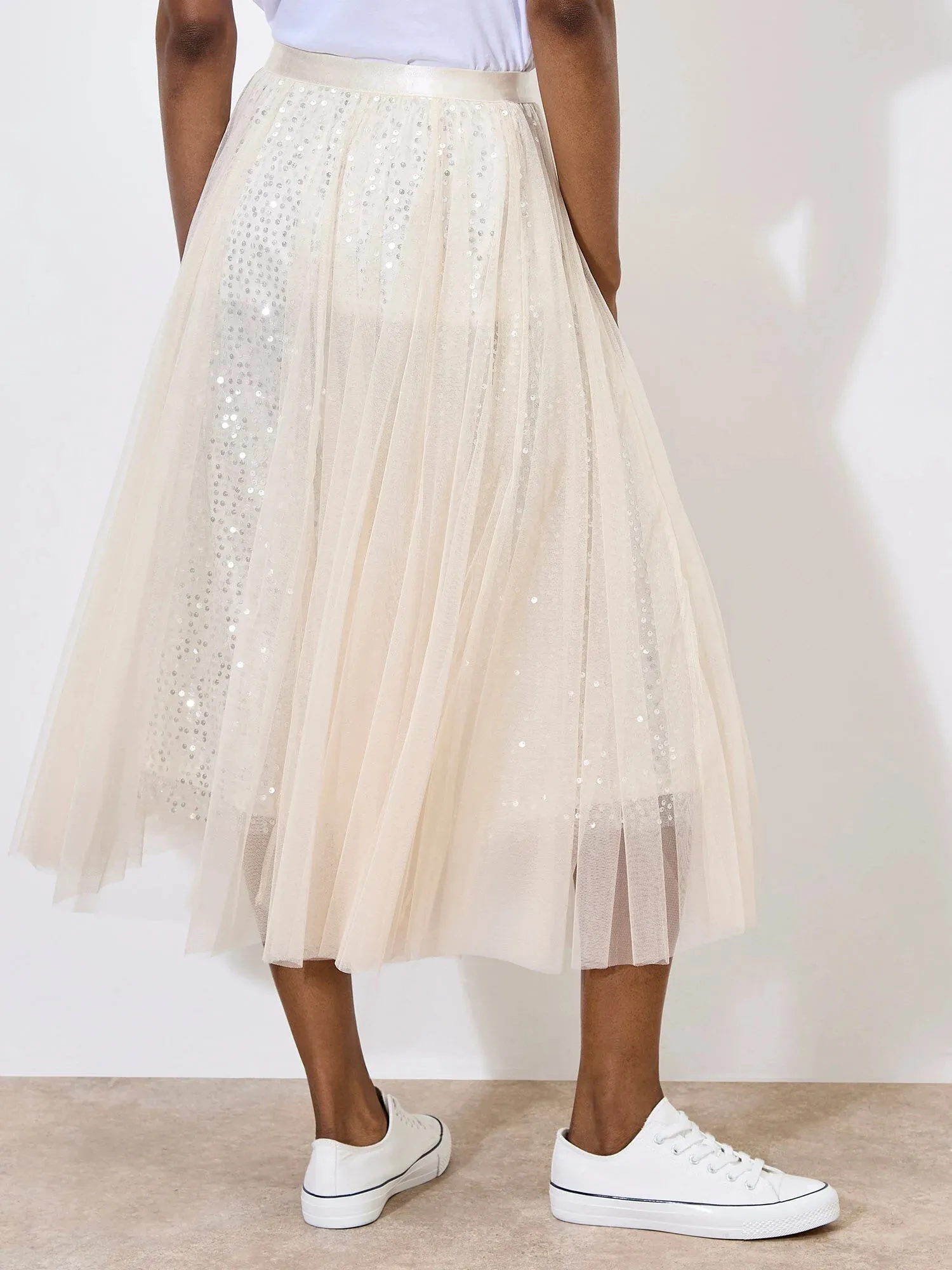 Tulle & Sequin Midi Layer Skirt