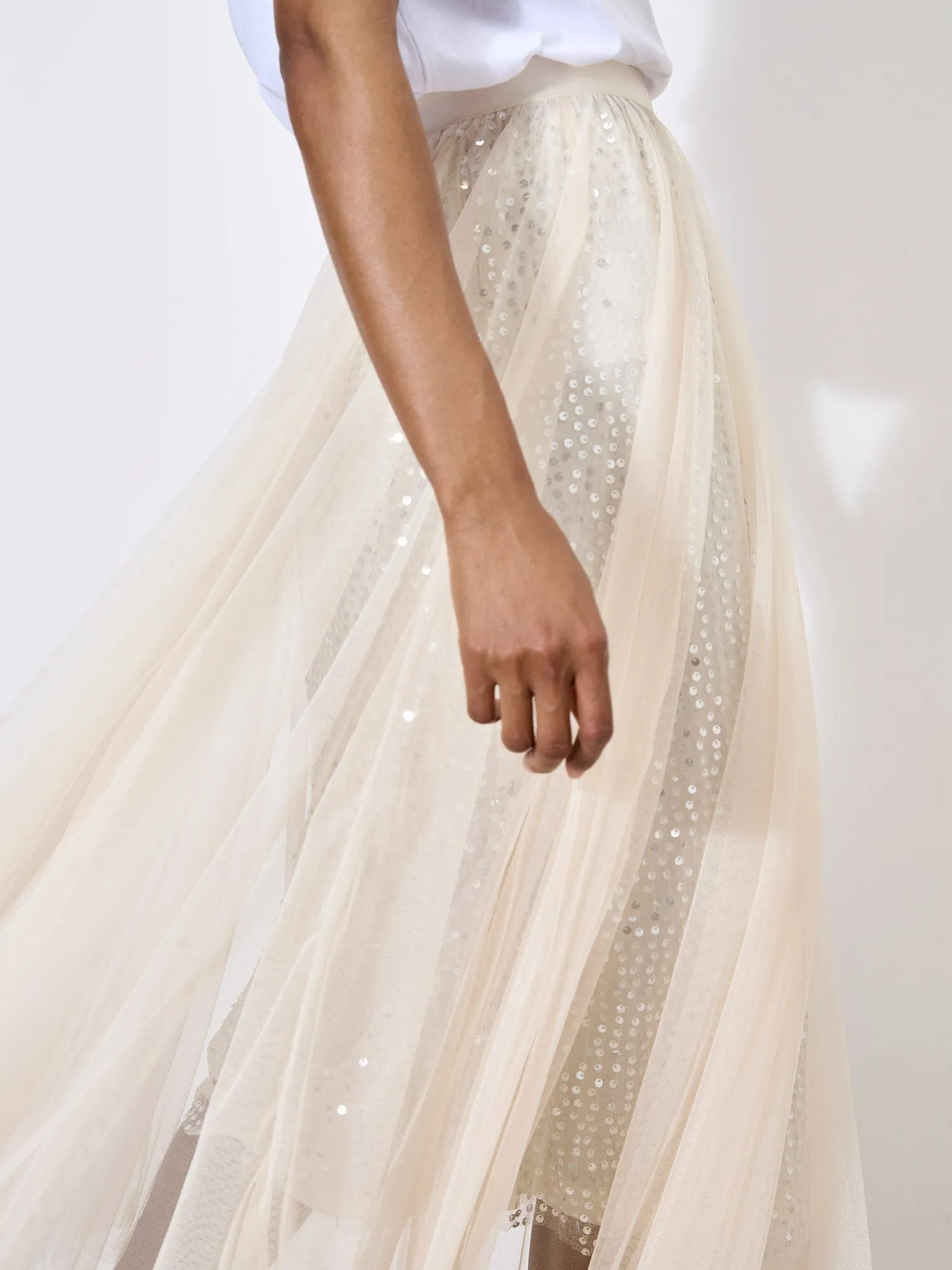 Tulle & Sequin Midi Layer Skirt