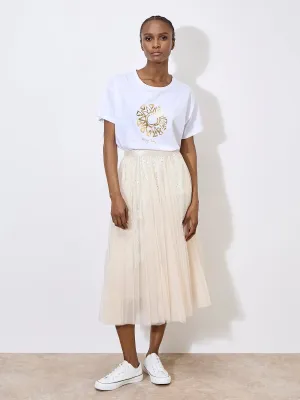 Tulle & Sequin Midi Layer Skirt