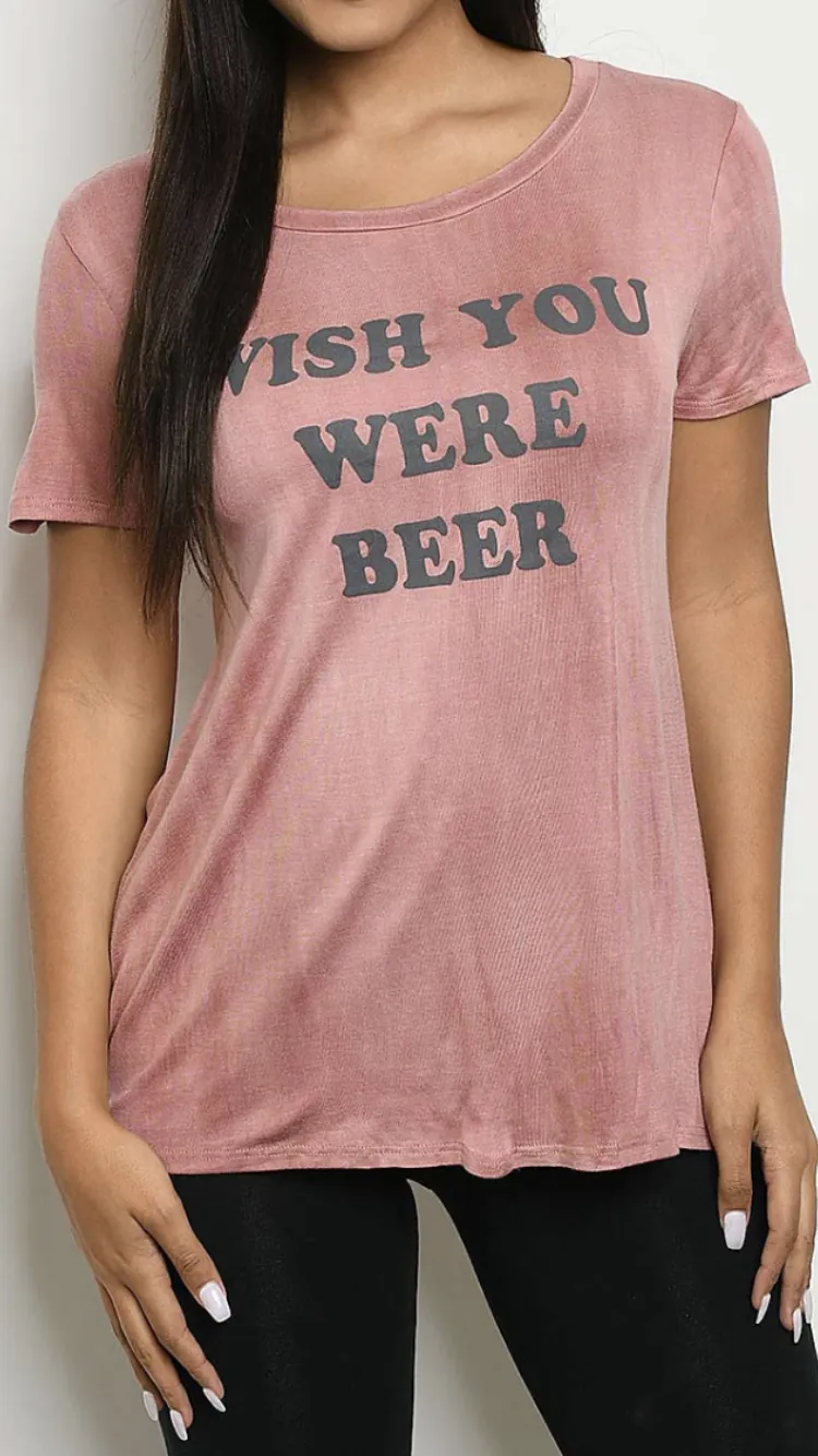 Wish You Were Beer, Tie Dye, Short Sleeve Top