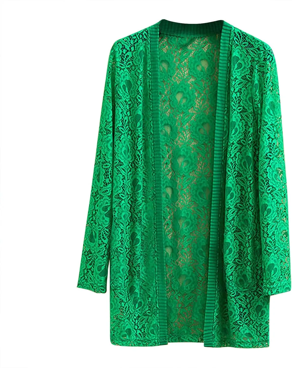 Women's Summer Lightweight Lace Cardigans Open Front 3/4 Sleeve Sheer Crochet Sweaters Cover Up Shrugs Kimono