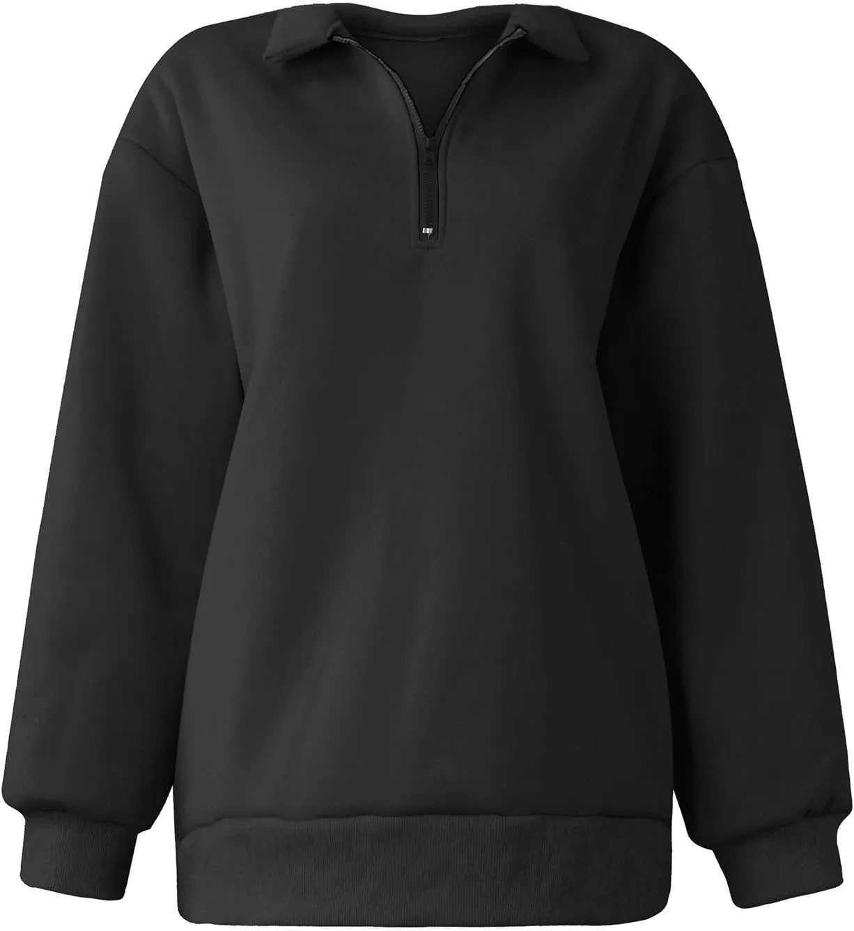 Womens Tops Long Sleeve Half Zip Sweatshirts Solid Color Lapel Pullover Casual Fashion Blouse Trendy Loose Fit Tops
