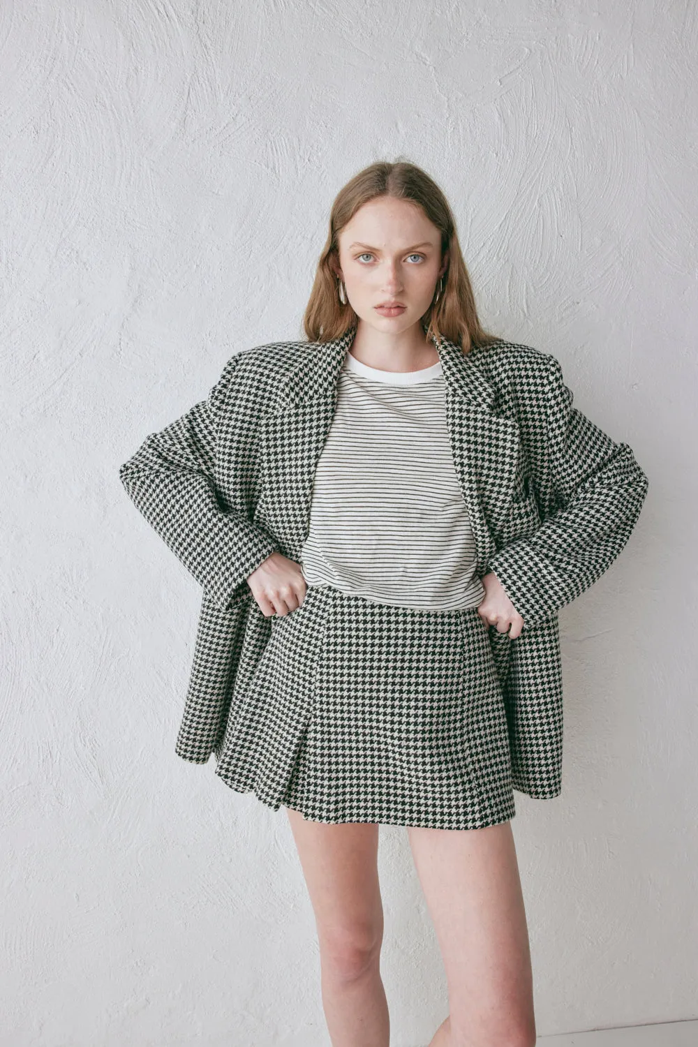Yana Wool Mini Skirt Houndstooth