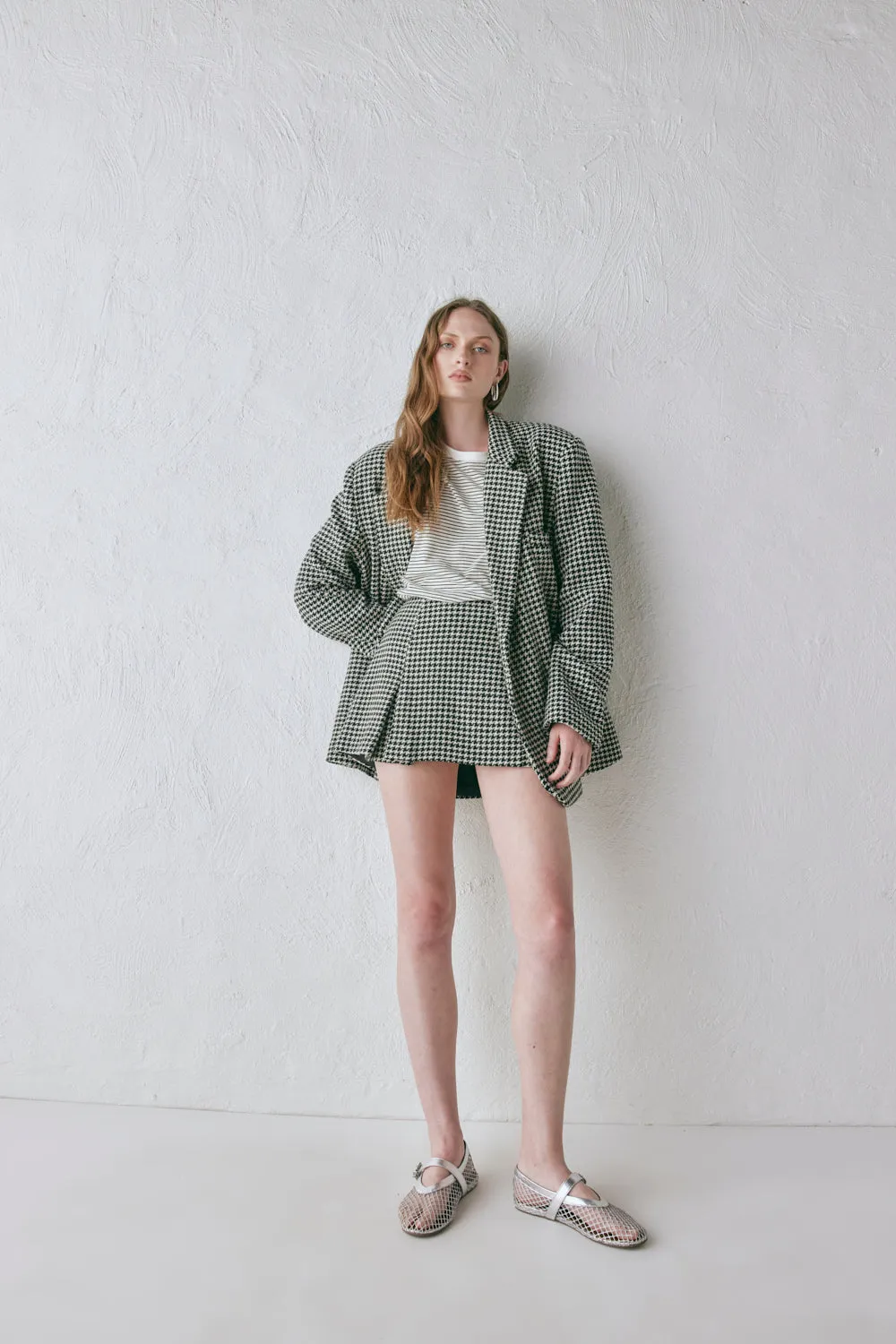 Yana Wool Mini Skirt Houndstooth