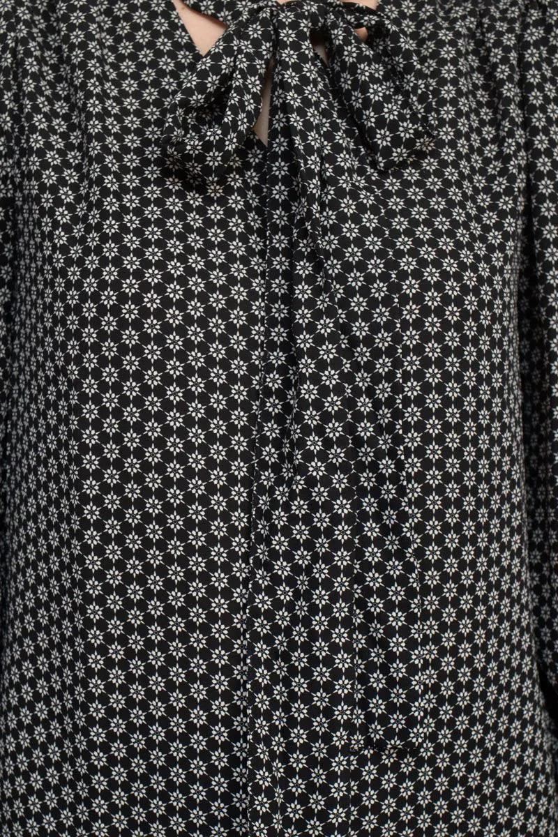Zac & Rachel tie neck long sleeve multi print crepe chiffon top